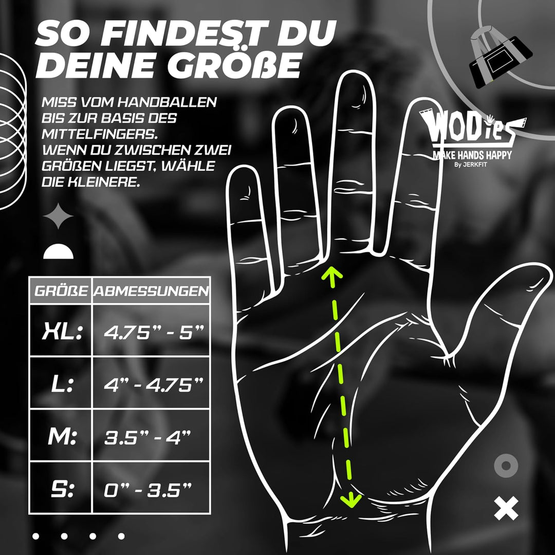 JerkFit WODies 2 in 1 Handgelenkbandage und Handflächenschutz XL Schwarz, XL Schwarz