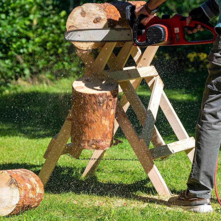 dobar® green label 56080FSCe Sägebock klappbar | Sägehilfe Massivholz | Sägegestell für Kaminholz |