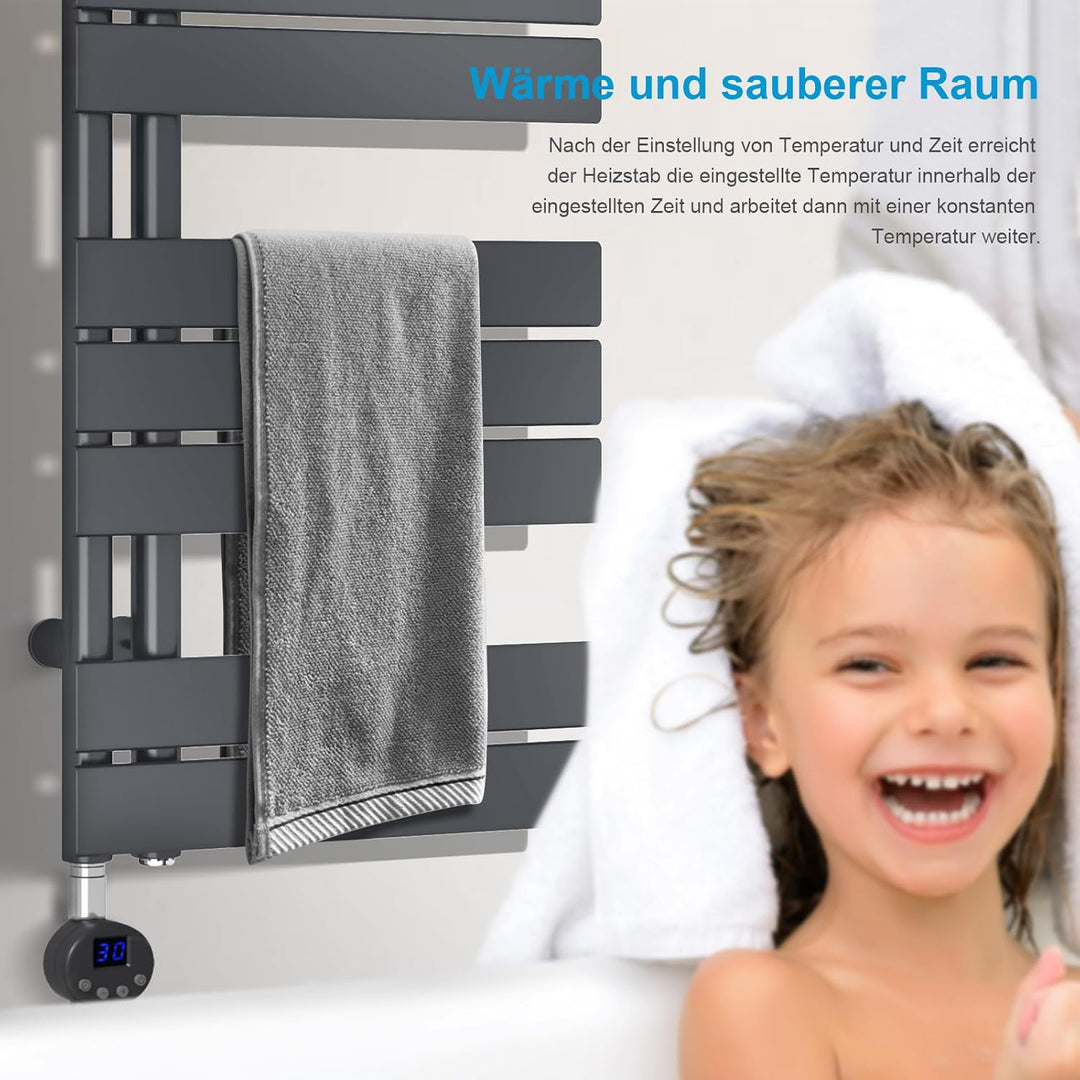 Heilmetz Badheizkörper Elektrisch 1176 x 400 mm,Flach Bad Heizkörper mit Digitalem Thermostat,Elektr