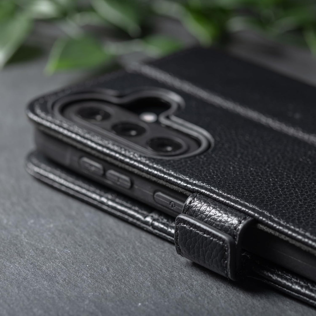 Snakehive Lederhülle für Galaxy A37 – Klapphülle mit Kartenfächern & Standfunktion (Geflecktes Schwa
