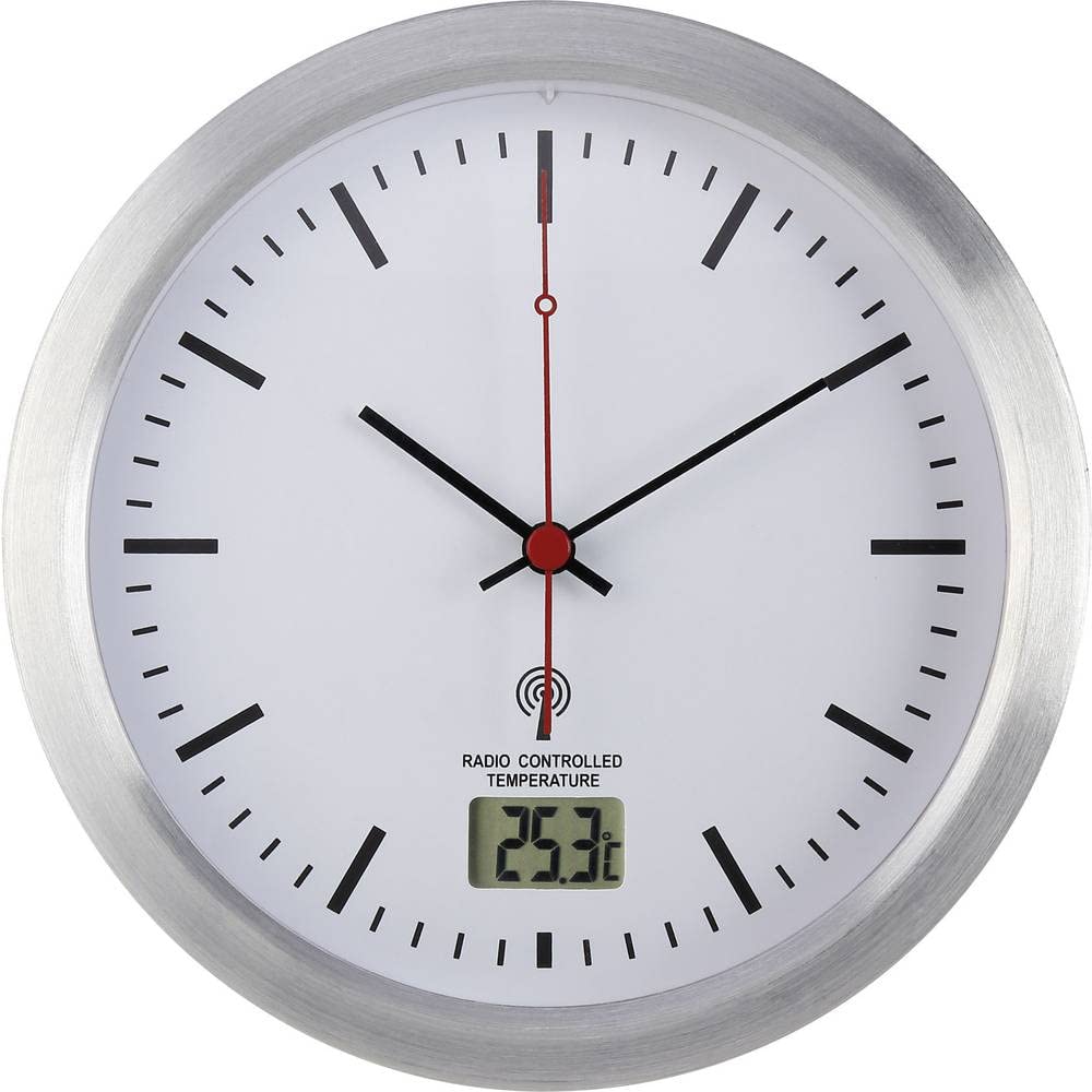 Renkforce E1003R Funk Wanduhr 17 cm x 6 cm Silber Badezimmer-/Feuchtraum geeignet