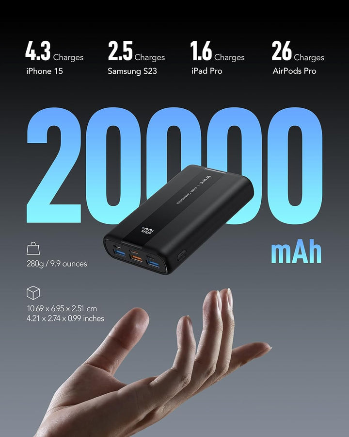VRURC Powerbank 20000mAh klein, 22,5W Fast Charging Power Bank Klein Aber Stark Externer handyakkus