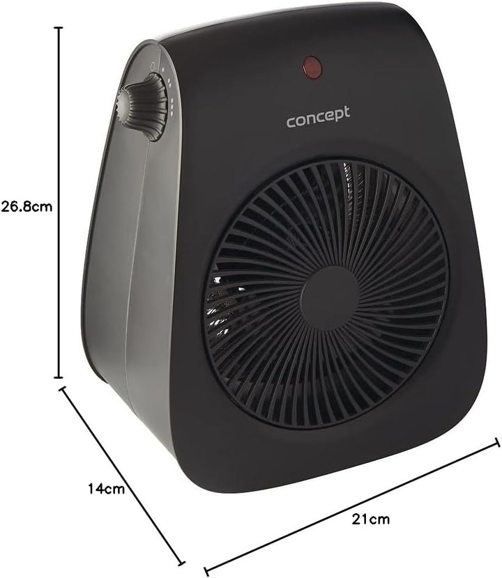 CONCEPT Hausgeräte VT7041 Heizlüfter, 1000-2000 W, Plastik, 47 dB, Schwarz
