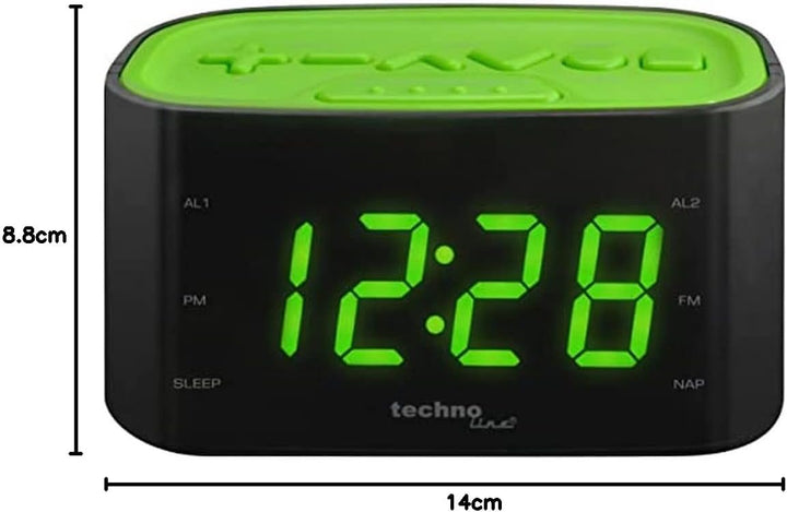 Technoline WT 465 LED Radiowecker mit Tasten im Play-Controller Design, grün, Grün