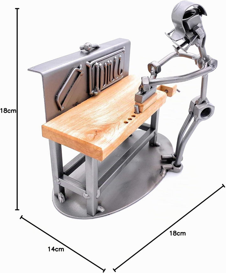 STEEMO Schraubenmännchen Tischler Handwerker Geschenk Metall-Deko 18x14x18 cm