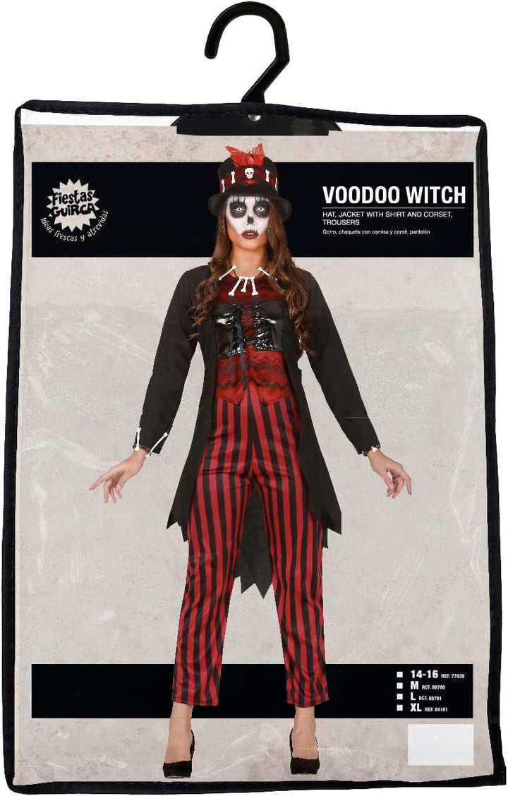 FIESTAS GUIRCA | Voodoo Hexe Kostüm - Enthält Shirt, Jacke, Korsett, Hose und Hut - Hexen Kostüme fü