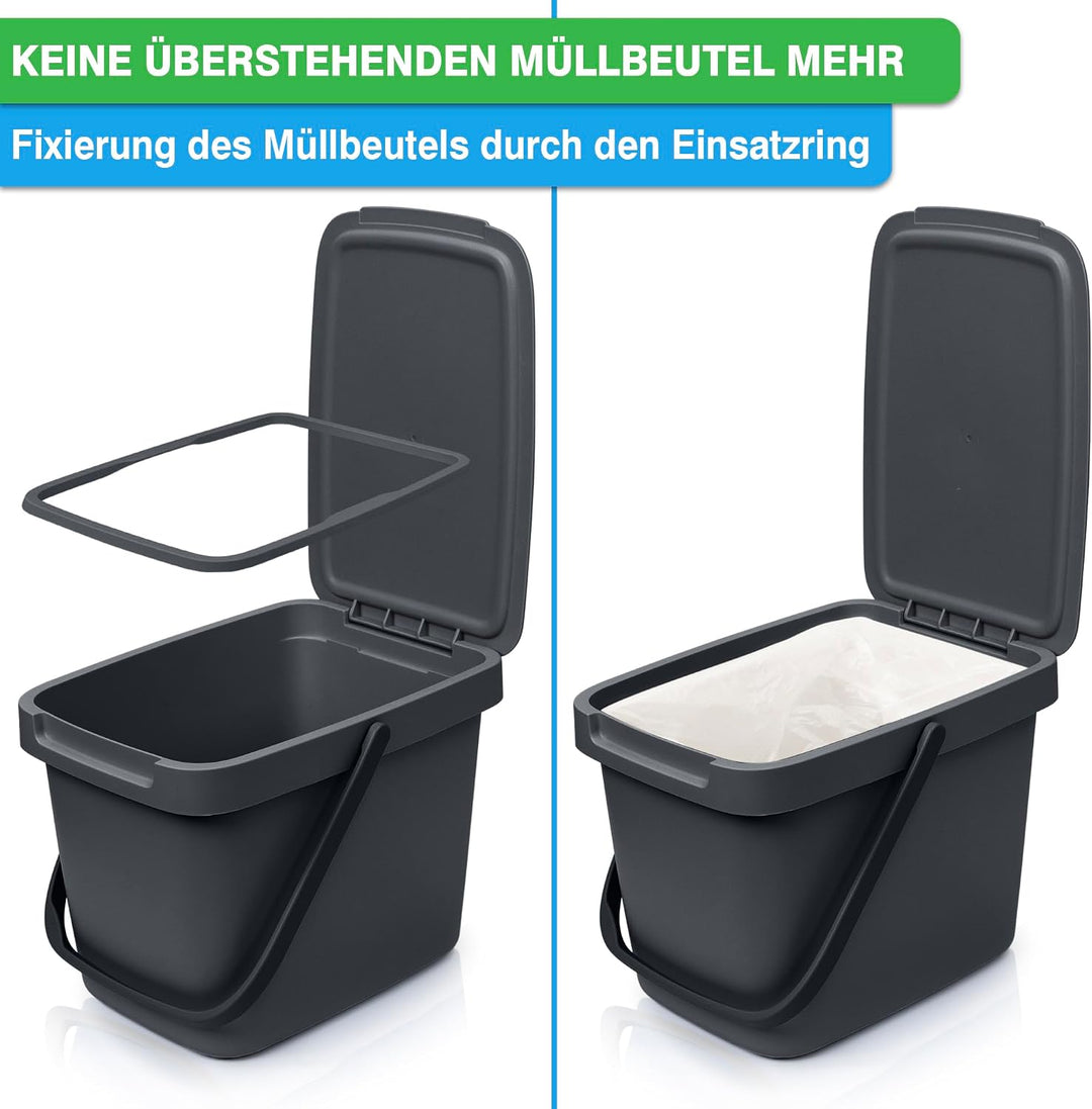 YourCasa 2 STK. Biomülleimer Küche - 6L Komposteimer für alltäglichen Biomüll - Mit Deckel und Wanda