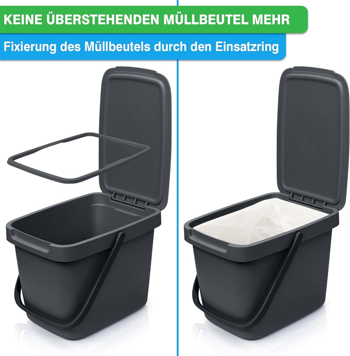 YourCasa 2 STK. Biomülleimer Küche - 6L Komposteimer für alltäglichen Biomüll - Mit Deckel und Wanda