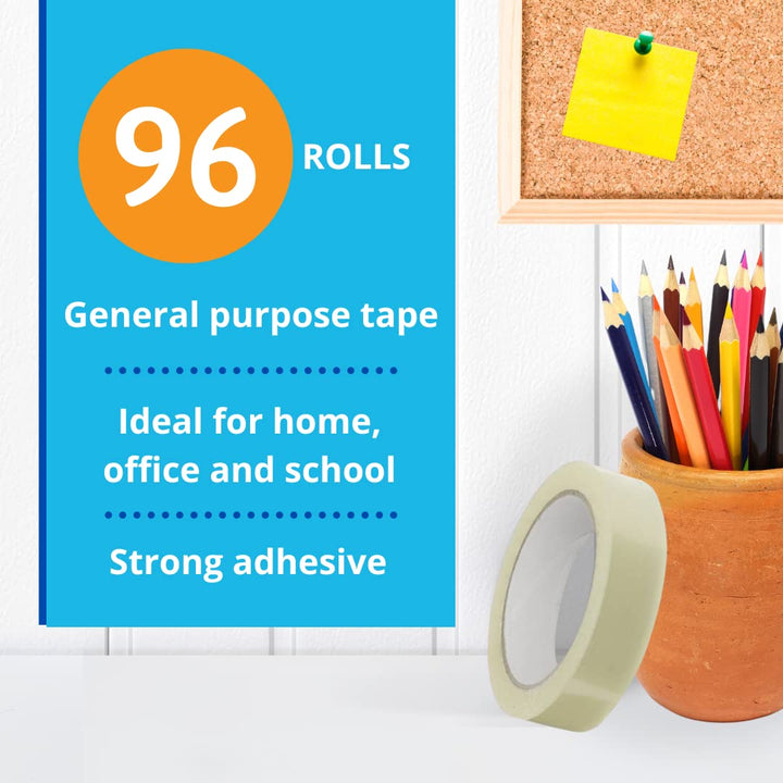 GTSE - Klebeband Transparent - 24 mm x 66 m pro Rolle, Geschenkpapier, transparentes Klebeband für W