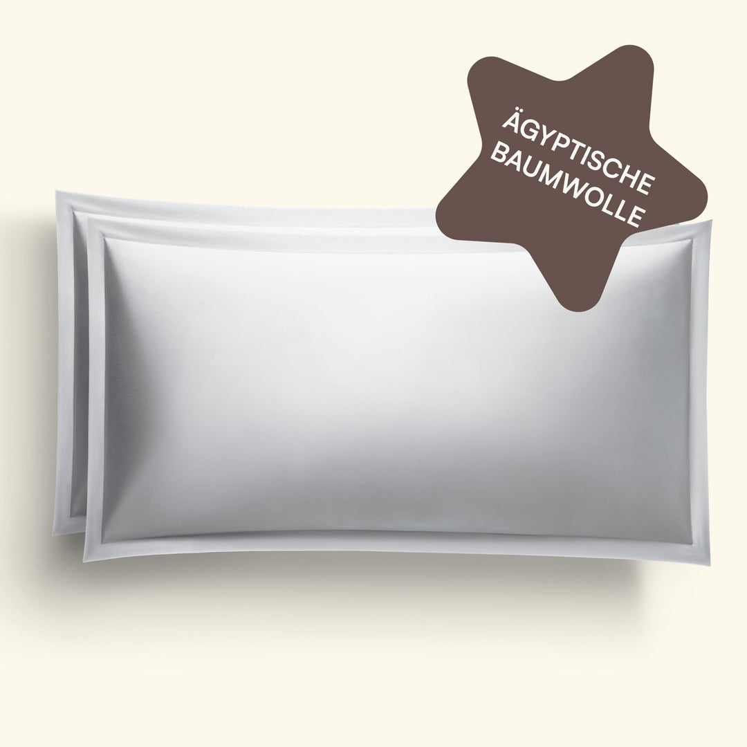 Amqua Mako Satin Kissenbezug 2er Set Kissenbezüge 40x80 cm, 100% ägyptische Baumwolle (Zertifiziert)