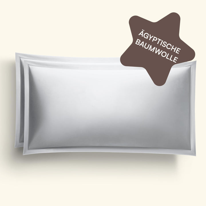 Amqua Mako Satin Kissenbezug 2er Set Kissenbezüge 40x80 cm, 100% ägyptische Baumwolle (Zertifiziert)