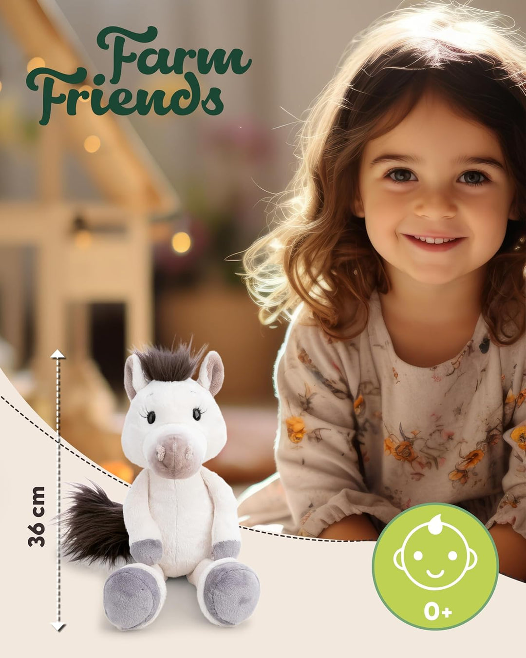 NICI Kuscheltier Pferd Mony K. Pony 36cm - weiss - Weiches Plüschtier – niedliches Stofftier zum Kus