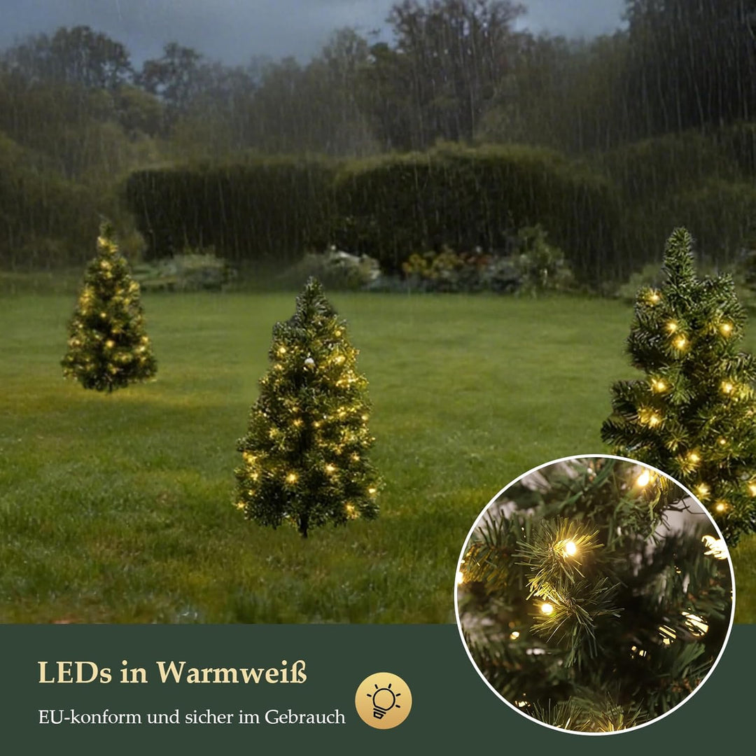 SALCAR 3er-Set Künstlicher Weihnachtsbaum 60cm mit Beleuchtung – PVC Tannenzweige mit Erdspiess, ide