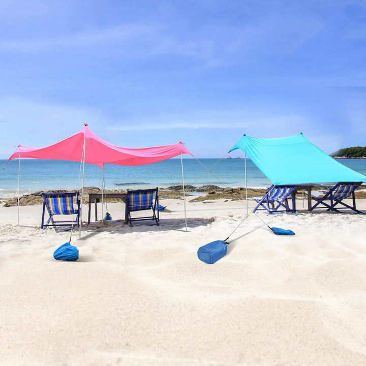 JAICOM Strandzelt, 2.1x2.1m Strandmuschel, UPF50+ UV-Schutz und Wasserdicht Sonnensegel, Mit Sandsch