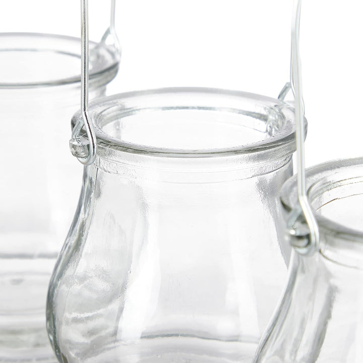 24 x Windlicht, aus Glas, Henkel zum Aufhängen, innen &amp; aussen, Teelichthalter, H x D: 10 x 8,5 cm,