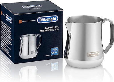 De'Longhi DLSC058 Kaffee-Tamper aus Edelstahl mit Holzgriff, blau/silber & Milchkännchen DLSC060, 35