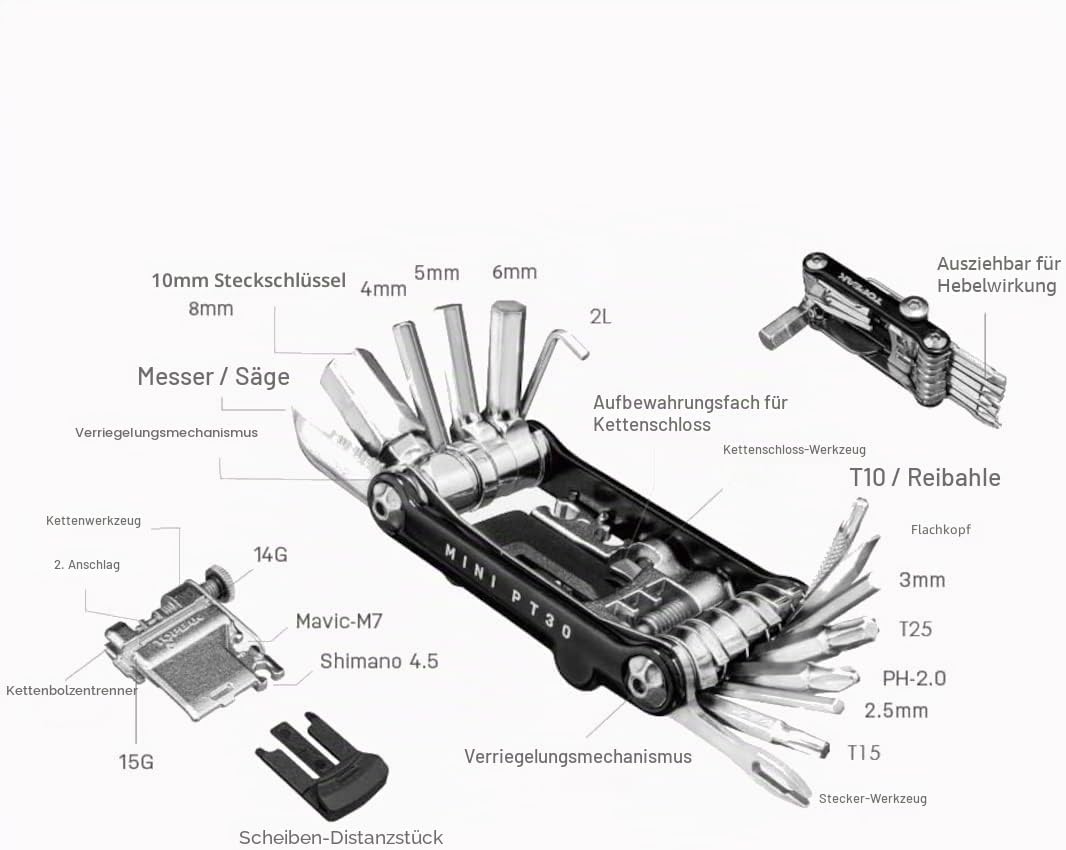 Topeak Unisex – Erwachsene Mini PT30 Multitool, Gold, 7,4 x 4 x 1,9 cm Einzelbett, Einzelbett