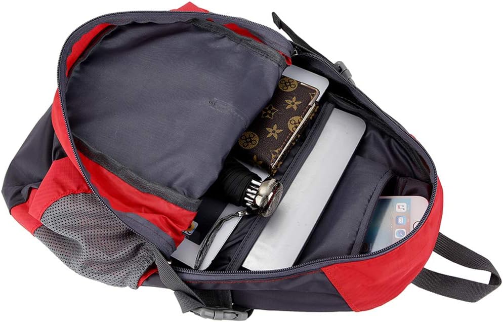 Kleiner Tagesrucksack 20L Radfahren Wanderrucksack Wasserdichter Reiserucksack Leichtgewicht (Rot),