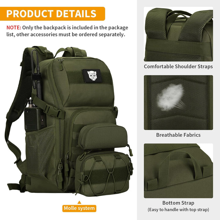Molle Rucksack Herren Wanderrucksack Taktischer Backpack Schulrucksack 900D Nylon Mehrere Tasche Day
