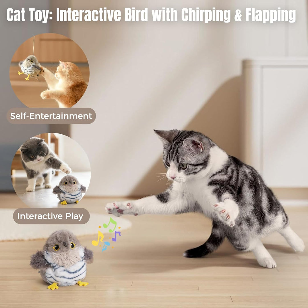 Katzenspielzeug Vogel Interaktives Zwitscherndes Elektrisch Fliegender Vogel Katzenspielzeug mit Kat