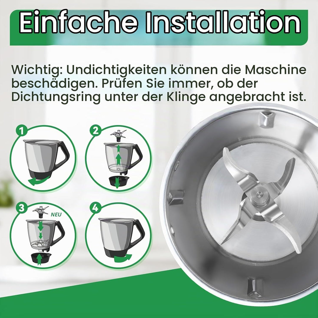 Messer für Thermomix TM31 mit Dichtungsring, Ersatzteil für Vorwerk Thermomix TM31, Ersatzklinge-Zub