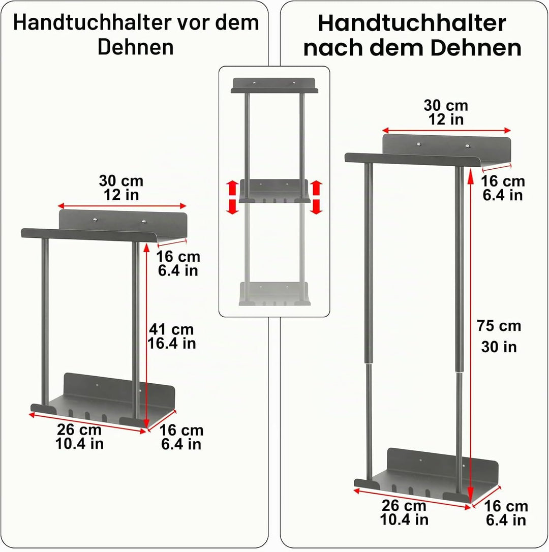 Handtuchhalter Ohne Bohren Handtuchhalter Bad Ausziehbar 41-75CM Handtuchstange Wand Badetuchhalter