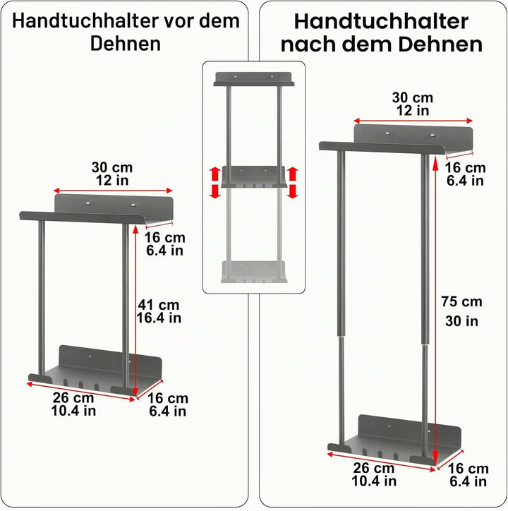 Handtuchhalter Ohne Bohren Handtuchhalter Bad Ausziehbar 41-75CM Handtuchstange Wand Badetuchhalter