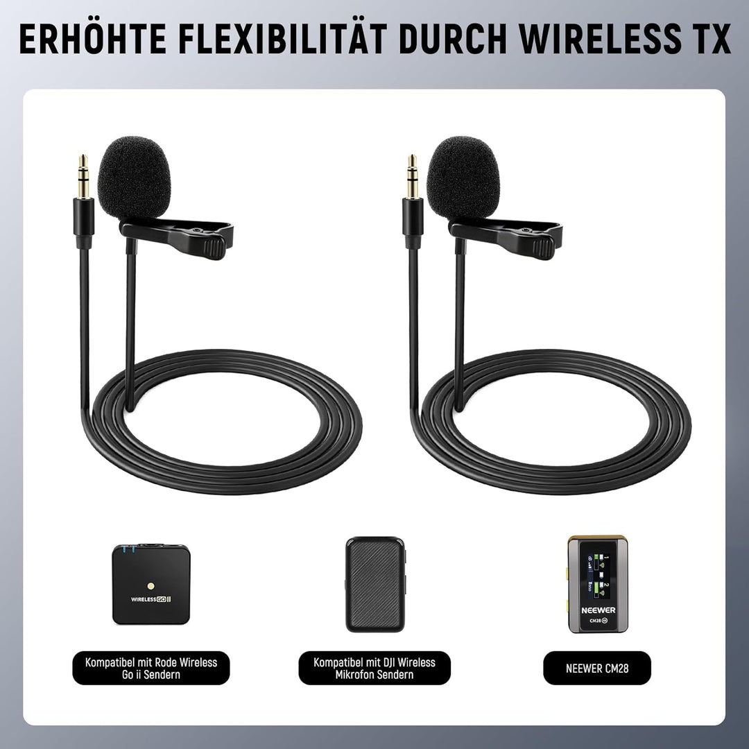 Neewer Lavalier-Ansteckmikrofon, kompatibel mit Rode Wireless GO II Wireless Pro DJI Wireless Mikrof