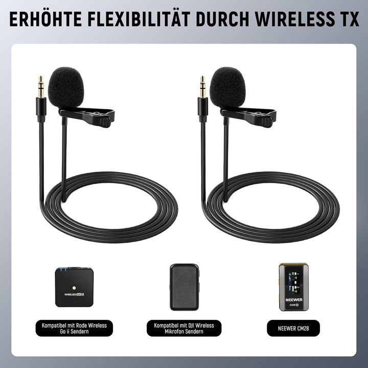 Neewer Lavalier-Ansteckmikrofon, kompatibel mit Rode Wireless GO II Wireless Pro DJI Wireless Mikrof
