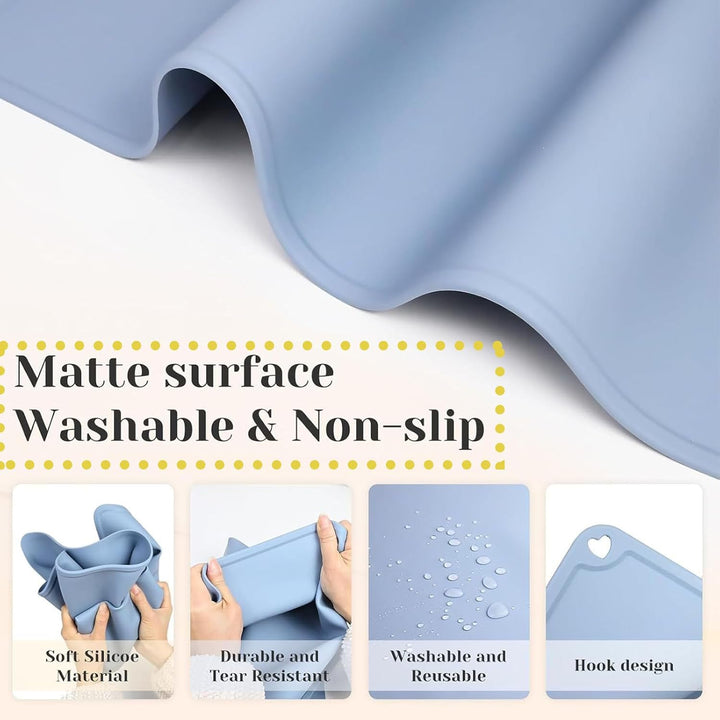2 Stück Malunterlage für Kinder 60x40cm, Silikon Bastelunterlage Gross A2 Silikon Malunterlage mit A