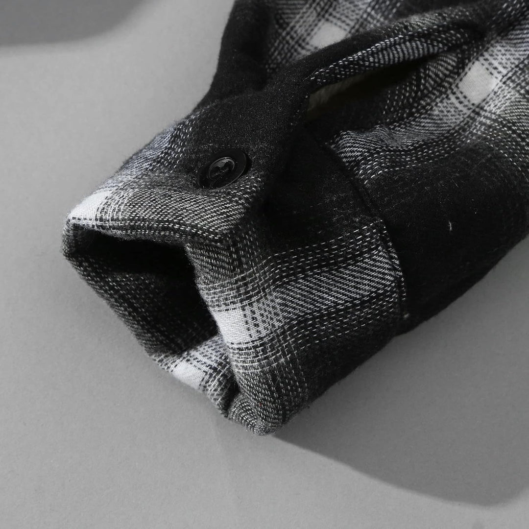 Holzfäller Thermohemd Herren Gefüttert Mit Kapuze Karierte Teddy-Fleece Flanellhemd Langarm Zipper K