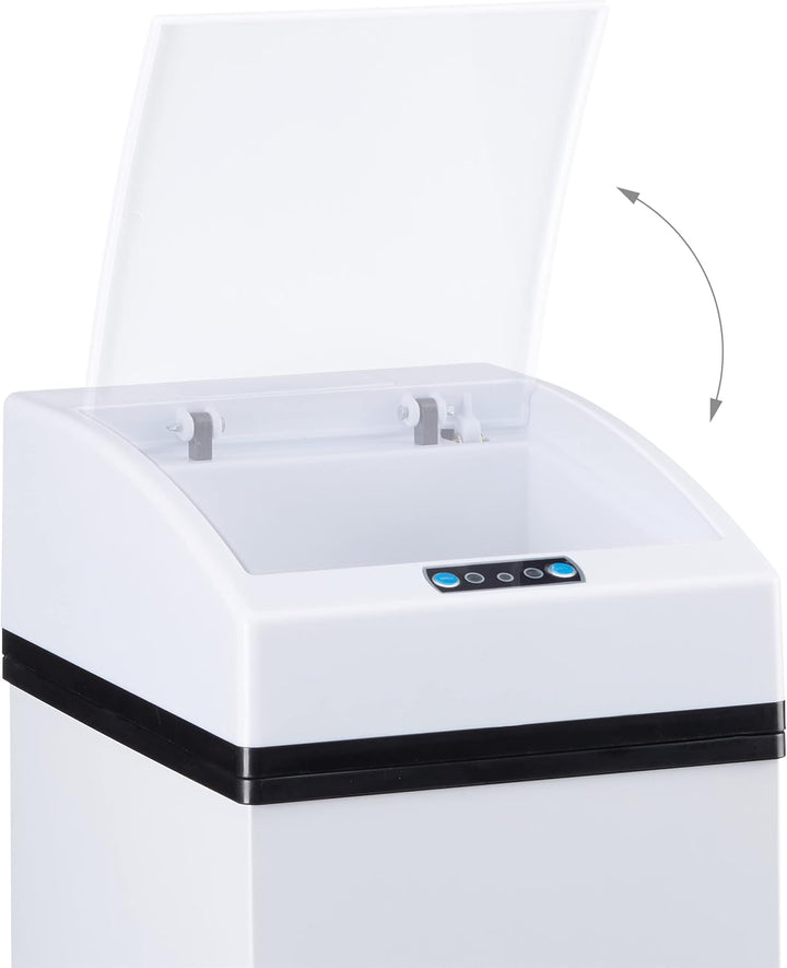 Relaxdays, weiss Sensor Mülleimer, Automatikdeckel, Inneneimer mit Griff, hygienisch, 7 L, Stahl, Hx