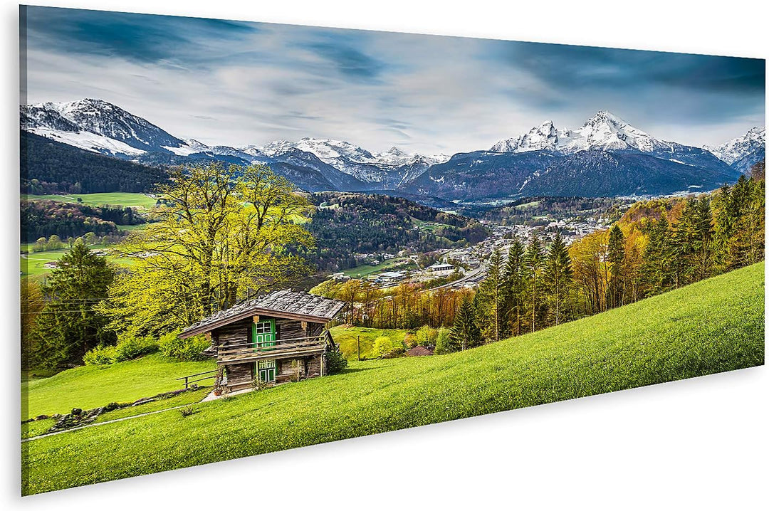 islandburner Bild auf Leinwand Schöne Berglandschaft In Den Bayerischen Alpen Mit Dorf Berchtesgaden