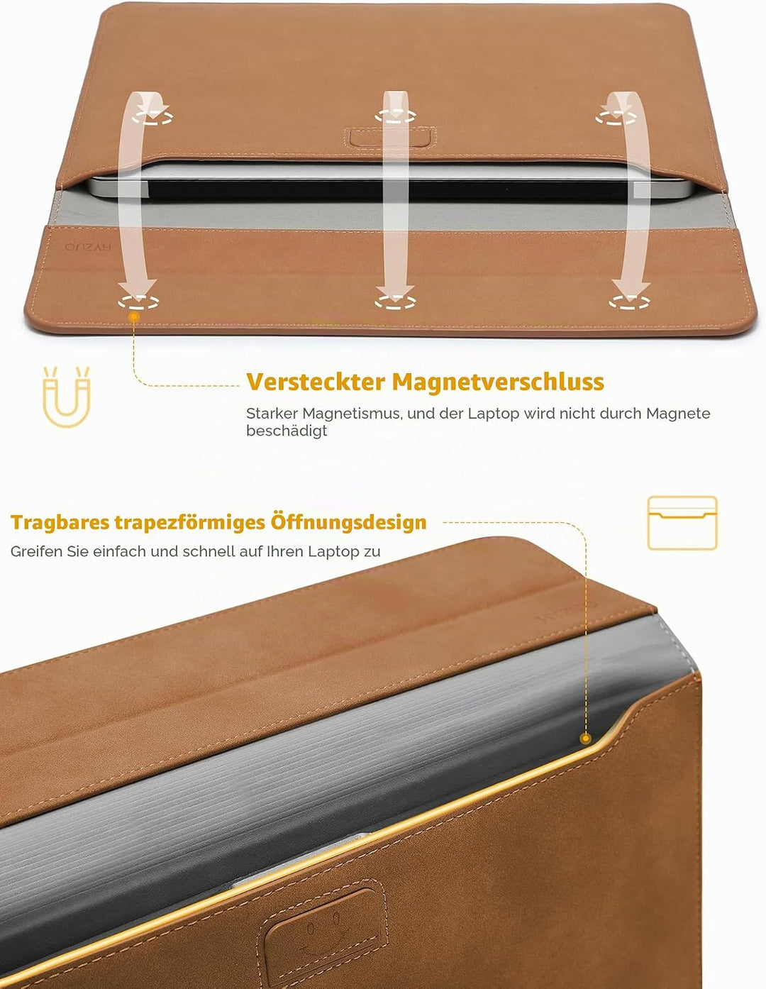 HYZUO 13,3-14 Zoll Laptop Hülle Tasche mit Standfunktion für MacBook Pro 14 M5/M4/M3/M2/M1 2026-2021