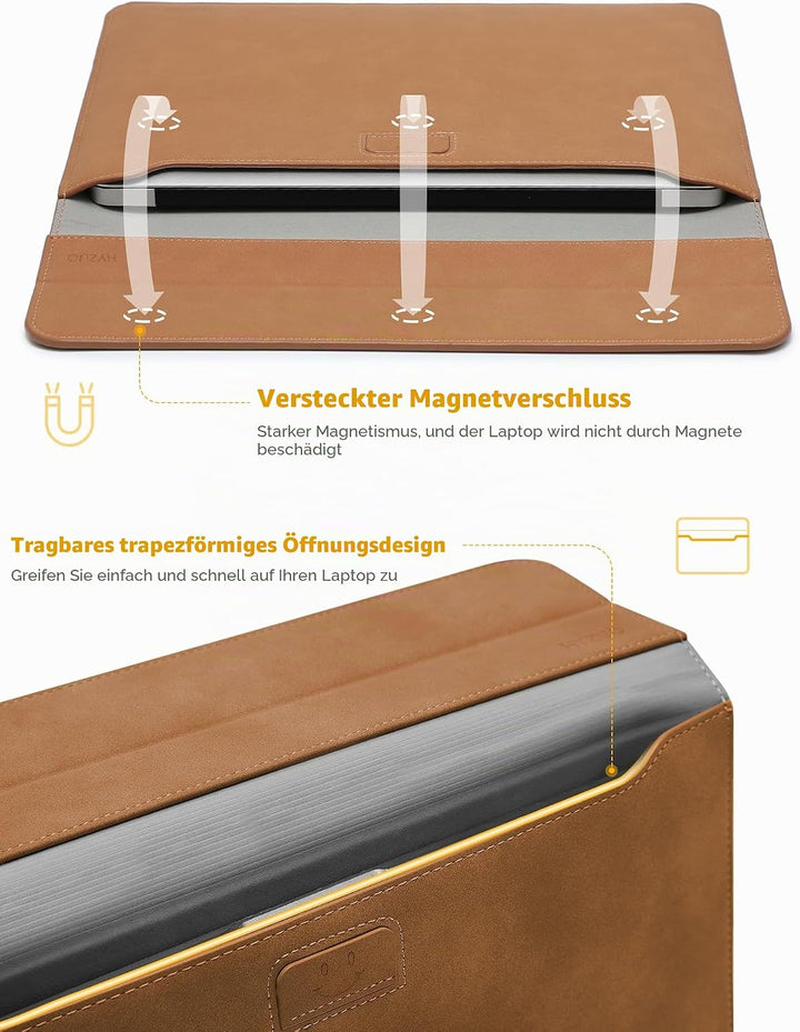 HYZUO 13,3-14 Zoll Laptop Hülle Tasche mit Standfunktion für MacBook Pro 14 M5/M4/M3/M2/M1 2026-2021