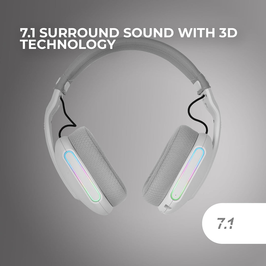 Mars Gaming MHW-PRO, Kabelloses Gaming-Headset ARGB Flow, 3D Surround Sound 7.1, Bluetooth 5.3 + 2.4