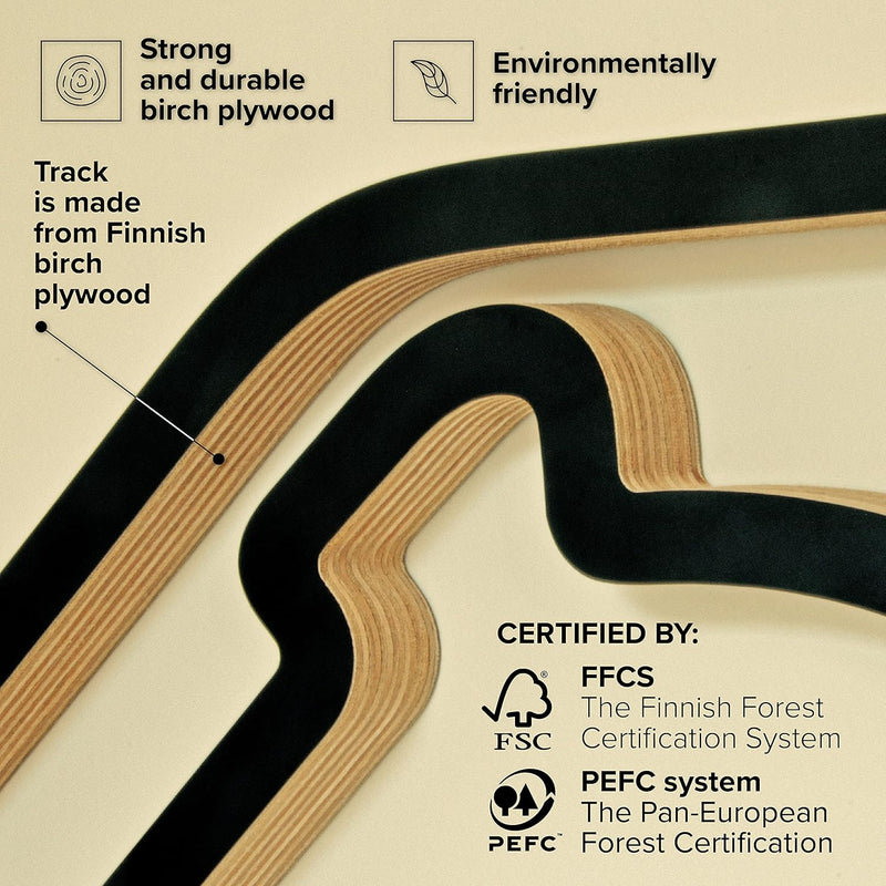 Racetrackart Holzskulptur Deko – Rennstrecke Nürburgring, Wandverzierung, 23 cm, Holzskulptur, Gesch