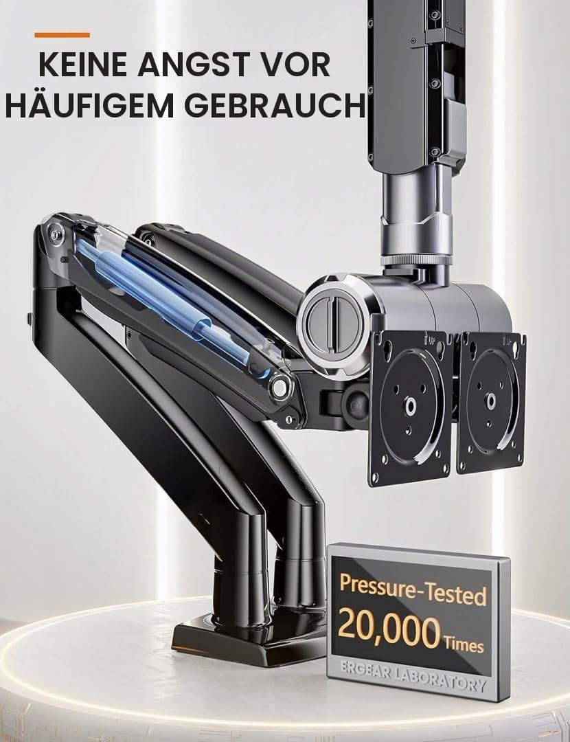 ErGear Monitor Halterung 2 Monitore bis 40 Zoll, Ergonomischer Bildschirmhalterung mit USB-Anschluss