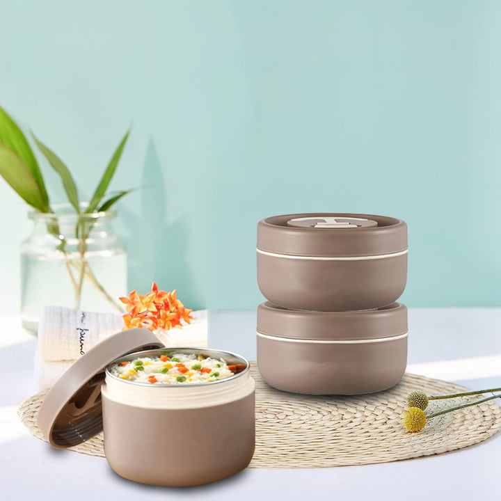 Glorlliant Thermische Lunchbox, Bento Lunchbox, Auslaufsicher, 3 Ebenen, Stapelbar, Aus Edelstahl, W