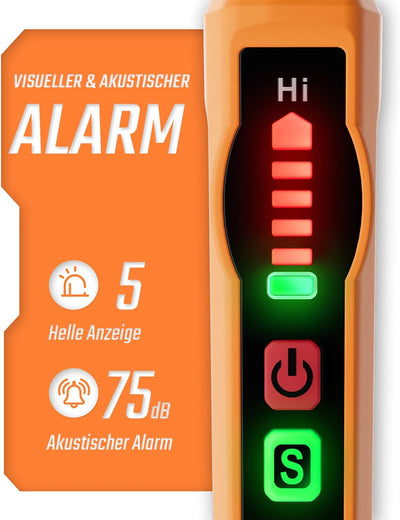 Gasmelder, TopTes PT177 Gaslecksuchgerät mit Akustischem und Visuellem Alarm, Gasdetektor zum Auffin