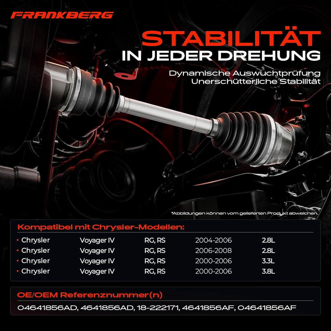 Frankberg Antriebswelle Automatikgetriebe Vorne Rechts Kompatibel mit Voyager IV RG RS 2.8L 3.3L 3.8