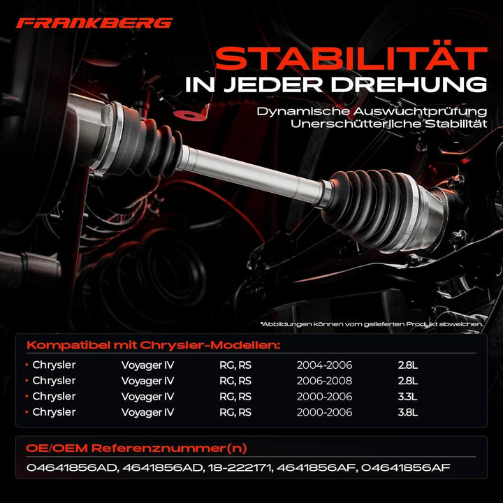 Frankberg Antriebswelle Automatikgetriebe Vorne Rechts Kompatibel mit Voyager IV RG RS 2.8L 3.3L 3.8