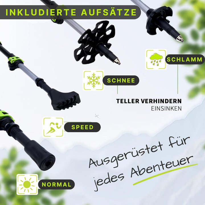 Zugspitze Carbon Wanderstöcke Teleskop – Ultraleichte Trekkingstöcke für Damen, Herren & Kinder | Ve