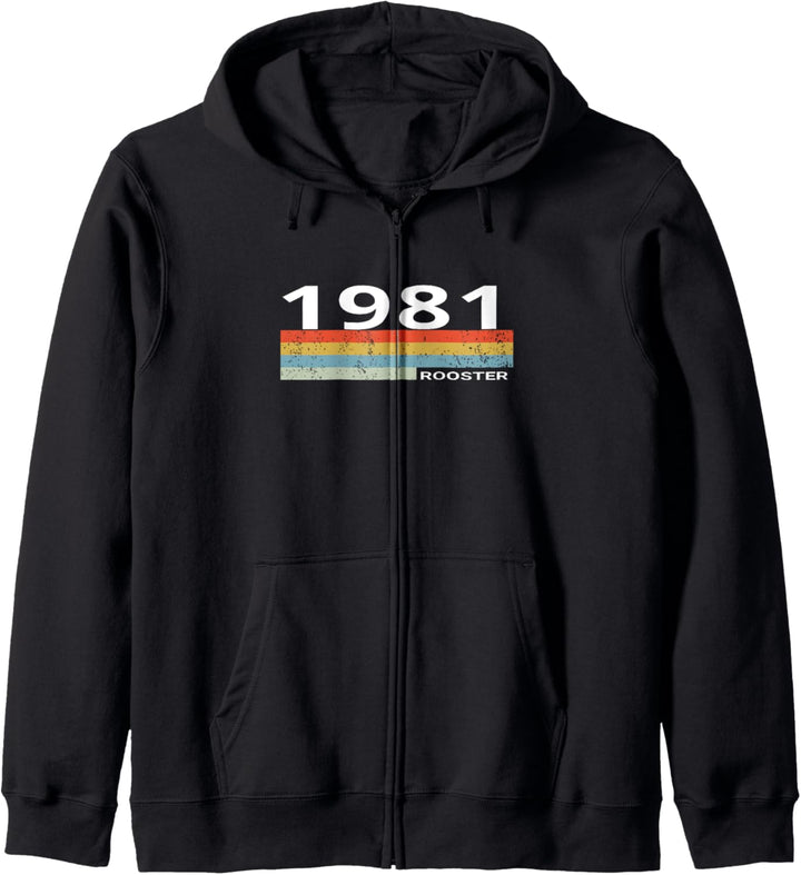 Vintage Retro Streifen 1981 39. Geburtstag Jahr des Hahnes Kapuzenjacke