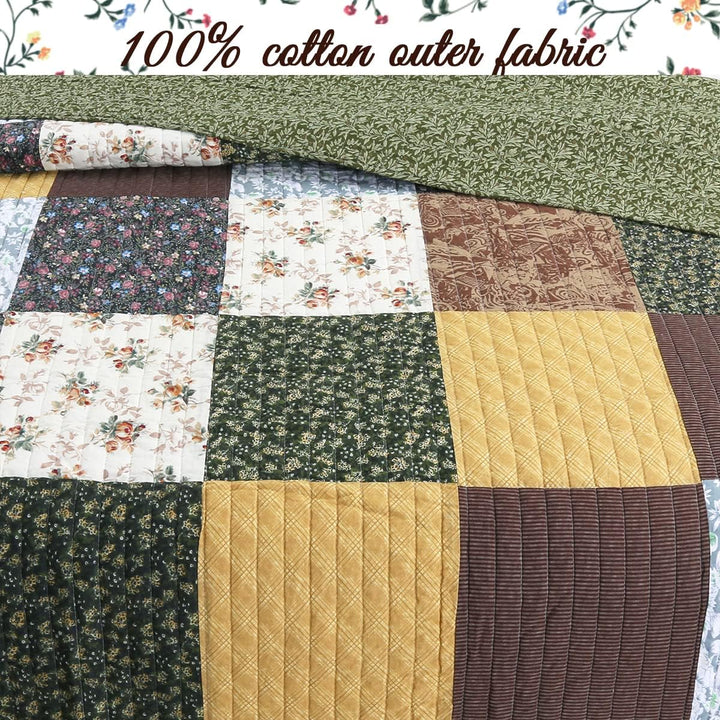 Cozy Line Home Fashions Tagesdecken-Set aus 100 % Baumwolle mit handgenähtem Patchwork im Landhausst