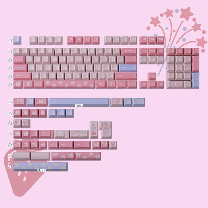 Keycaps,143 Tasten KCA Profil Custom Keycaps Set für Cherry MX Gateron Kailh Switches Mechanische Ga