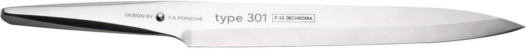 Chroma Messer Type 301, P-38, Design by F.A. Porsche, mit 24 cm Klinge, Extra scharfes Sashimi Messe