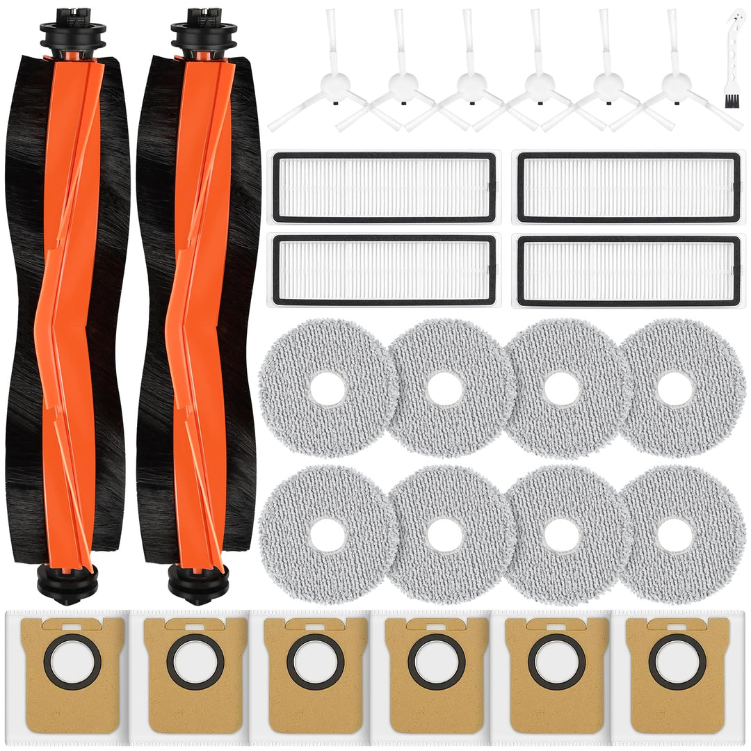 27 Stück Zubehör für Xiaomi X20+ Saugroboter, 2 Hauptbürste, 6 Staubbeutel, 4 Filter, 8 Wischtücher,