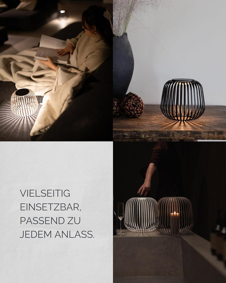 LUUK Studio Moderne Solarlaterne SOLIS, IP65 Schutz geeignet für den Innen- und Aussenbereich, wiede