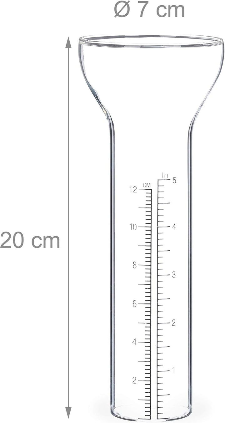 Relaxdays Regenmesser Vintage, mit Erdspiess, Niederschlagsmesser, antik, 12 cm, 5 inch, Glas, Metal